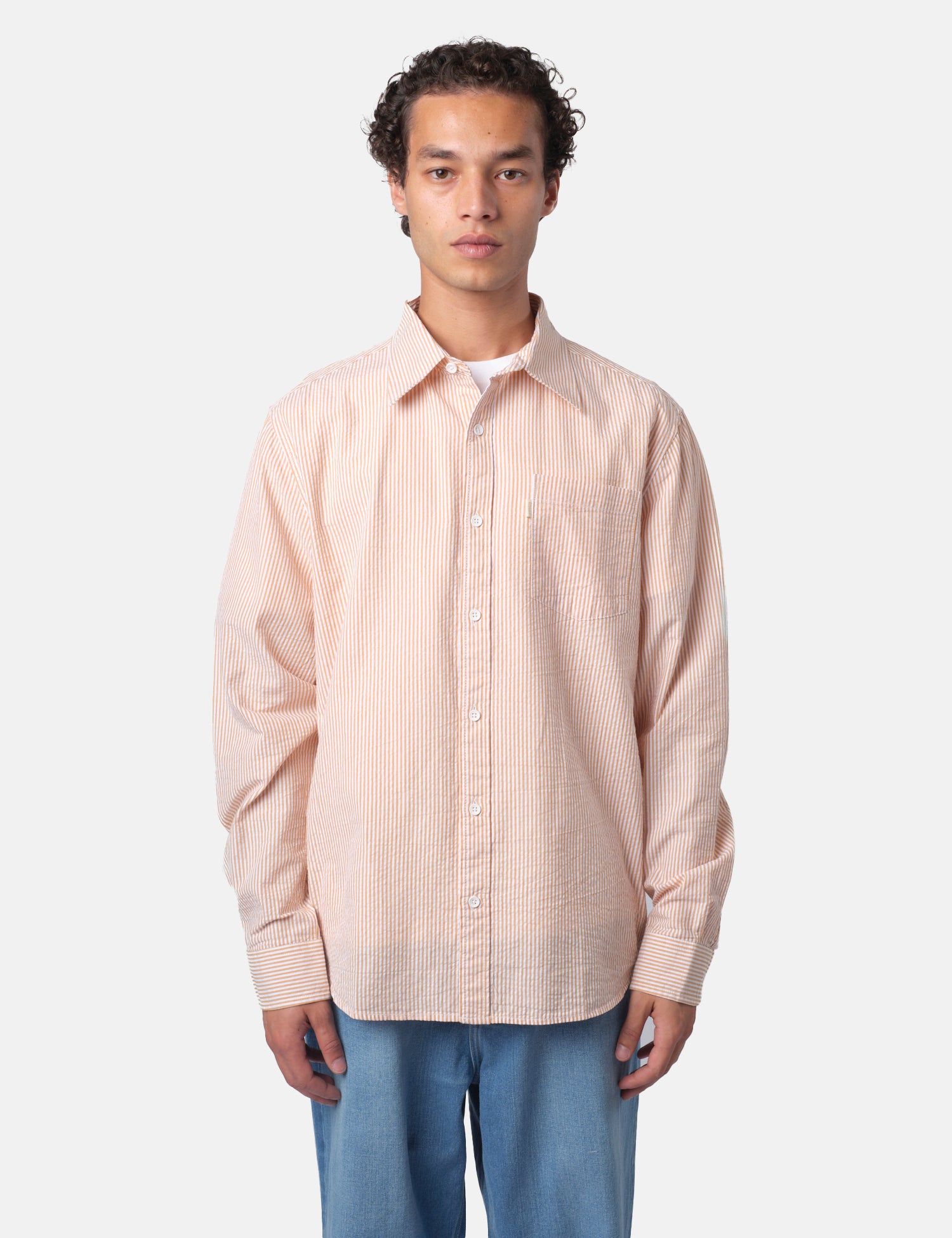 Bhode Box Seersucker Shirt - White/Rust