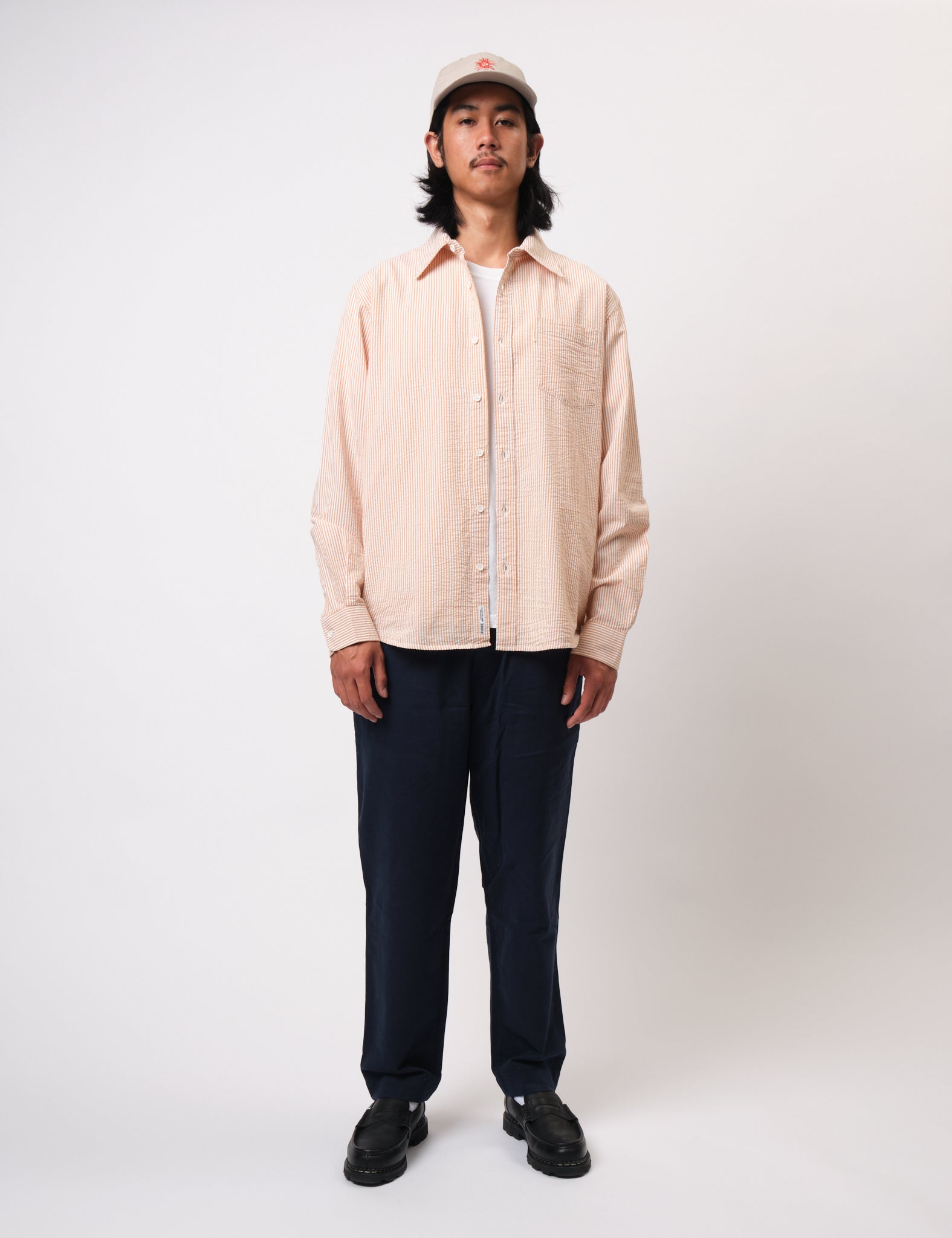Bhode Box Seersucker Shirt - White/Rust