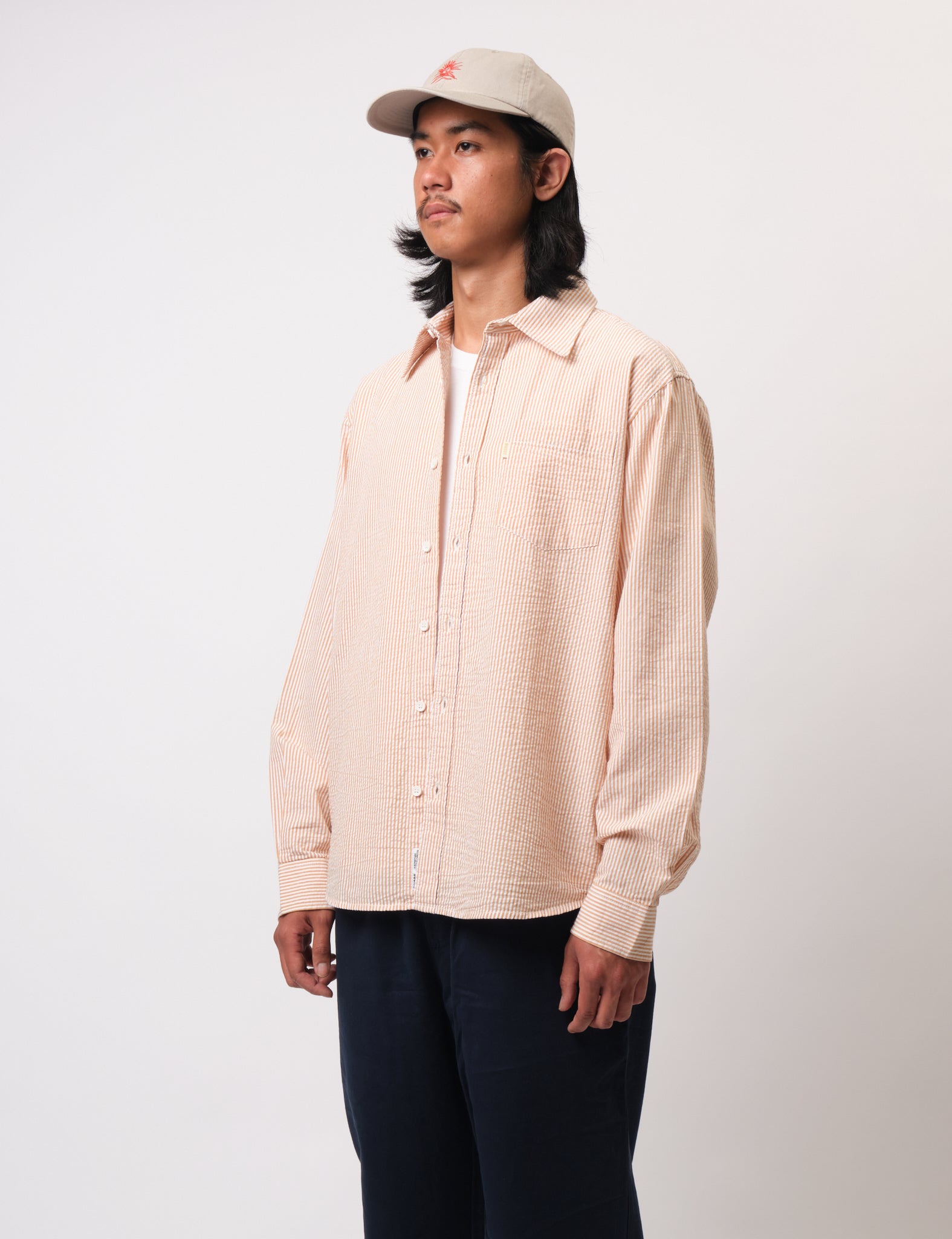 Bhode Box Seersucker Shirt - White/Rust