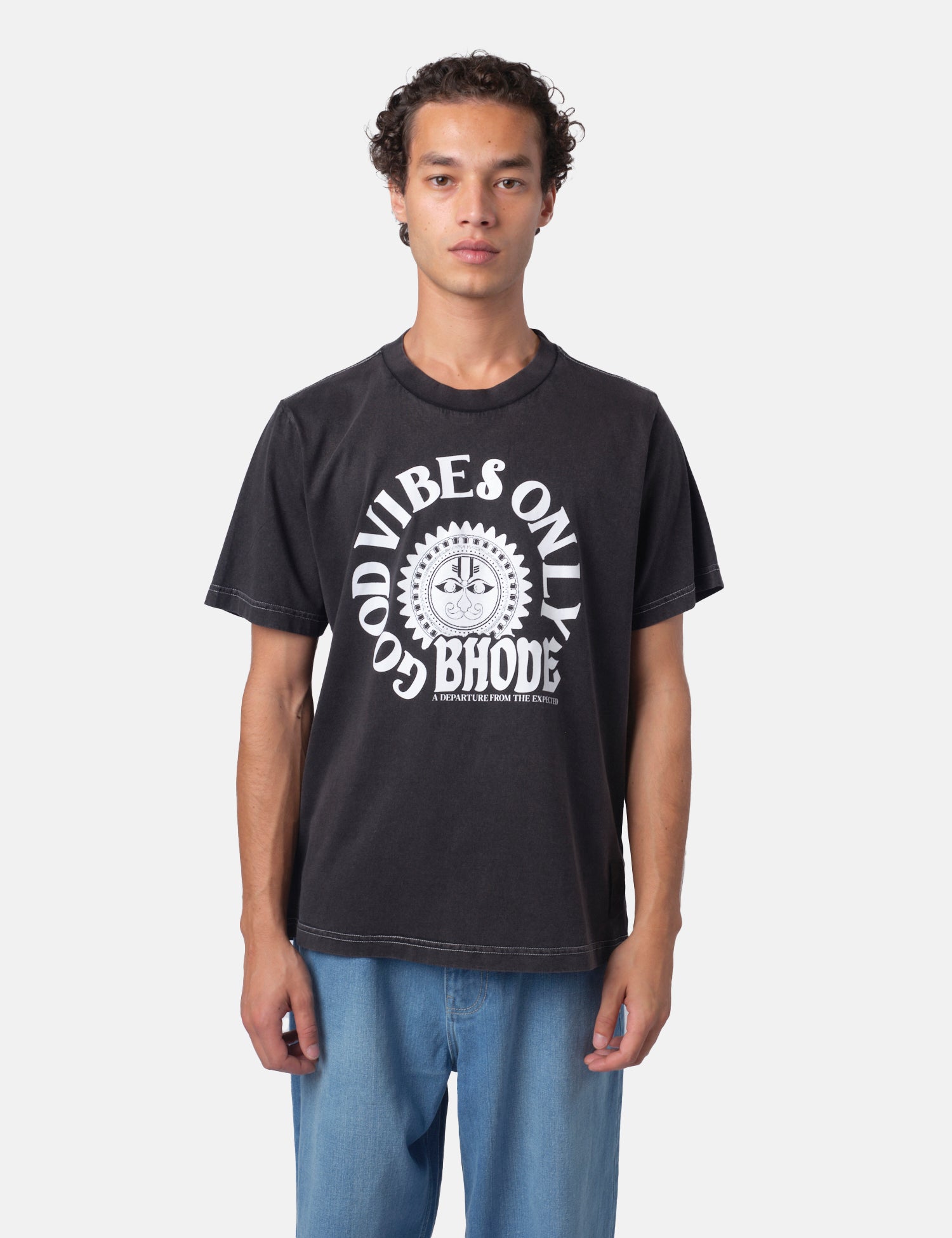 Bhode Good Vibes Pigment Dyed T-Shirt - Washed Black