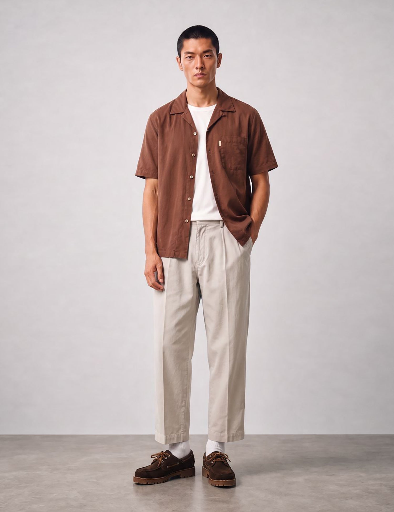 Bhode Cuca Short Sleeve Shirt (Linen) - Brown