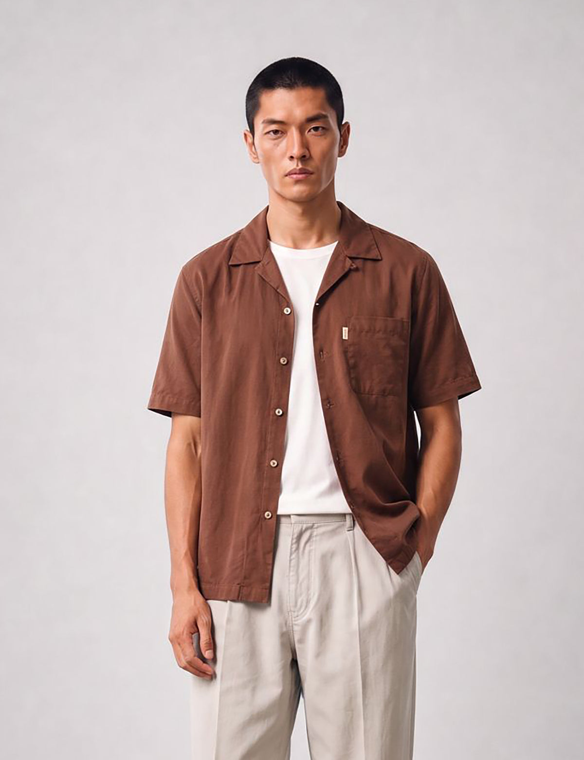 Bhode Cuca Short Sleeve Shirt (Linen) - Brown