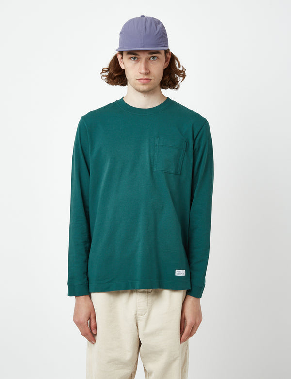 Bhode Everyday Heavyweight Long Sleeve T-Shirt (Organic) - Deep Teal Green