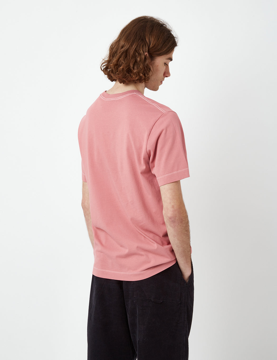 Bhode Contrast Stitch Pocket T-Shirt (Organic) - Dusty Rose