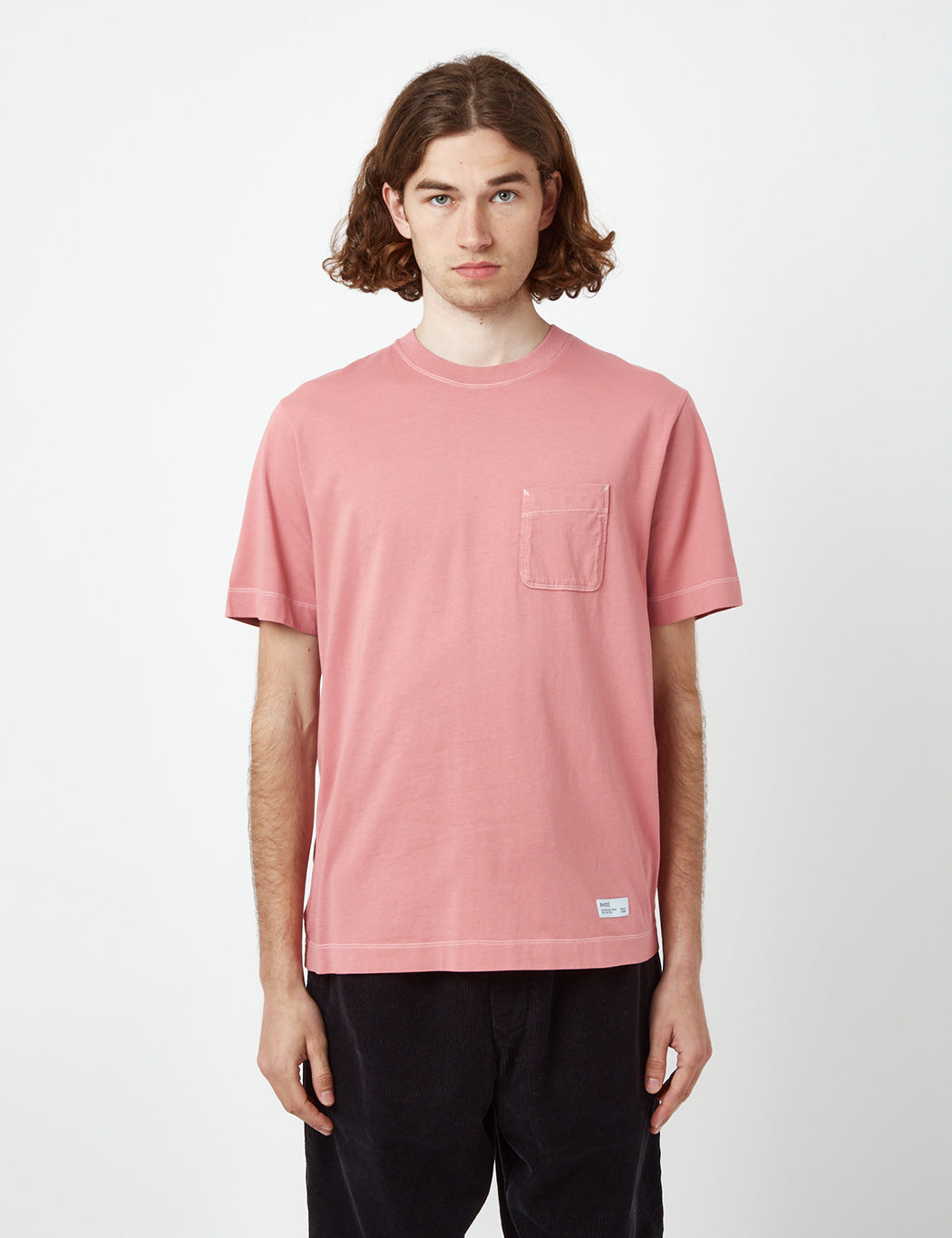 Bhode Contrast Stitch Pocket T-Shirt (Organic) - Dusty Rose