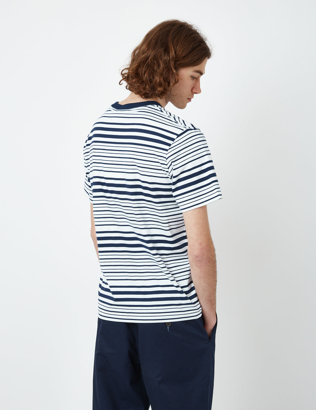 Bhode Shima Striped T-Shirt (Organic) - Navy Blue