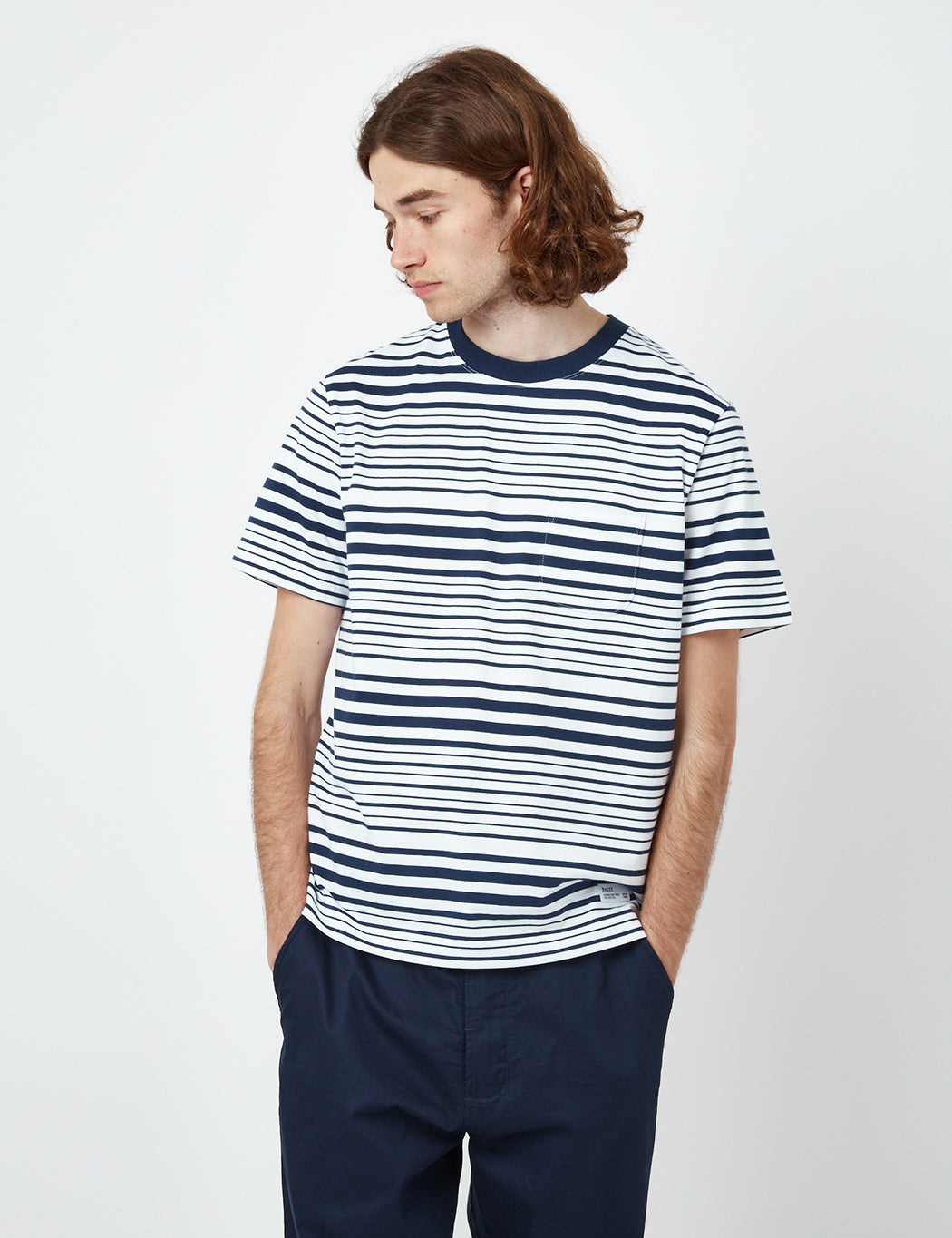 Bhode Shima Striped T-Shirt (Organic) - Navy Blue