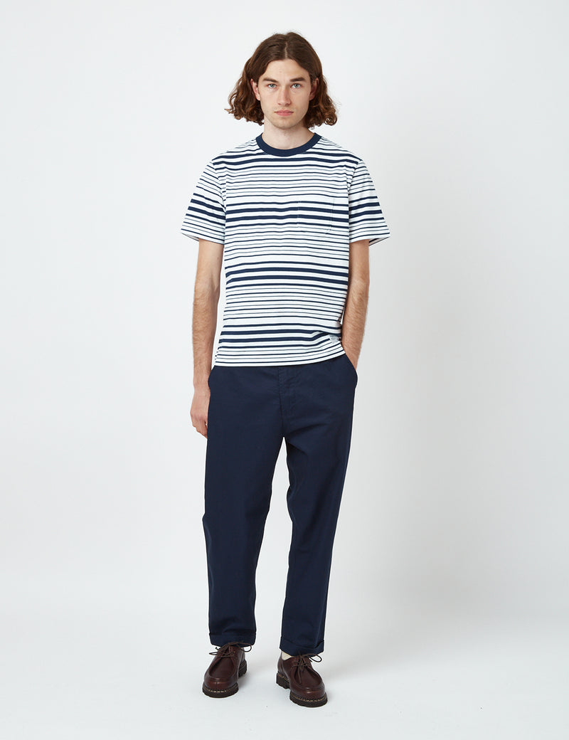 Bhode Shima Striped T-Shirt (Organic) - Navy Blue