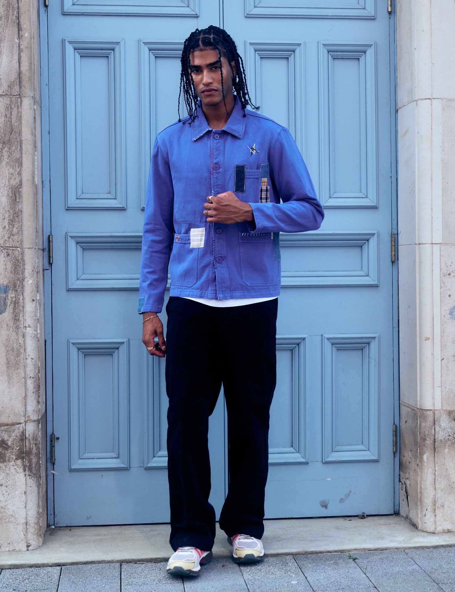 Bhode Chore Jacket (Patchwork) - Bugatti Blue