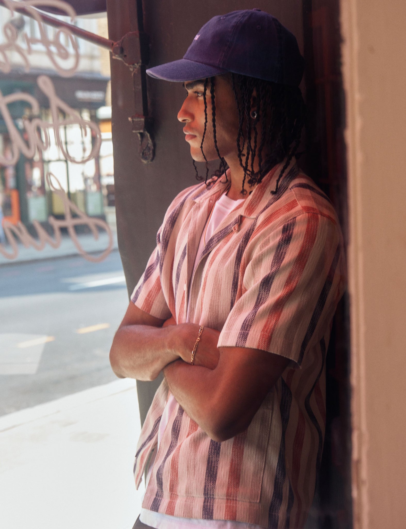 Bhode Cuban Stripe Short Sleeve Shirt - Stone