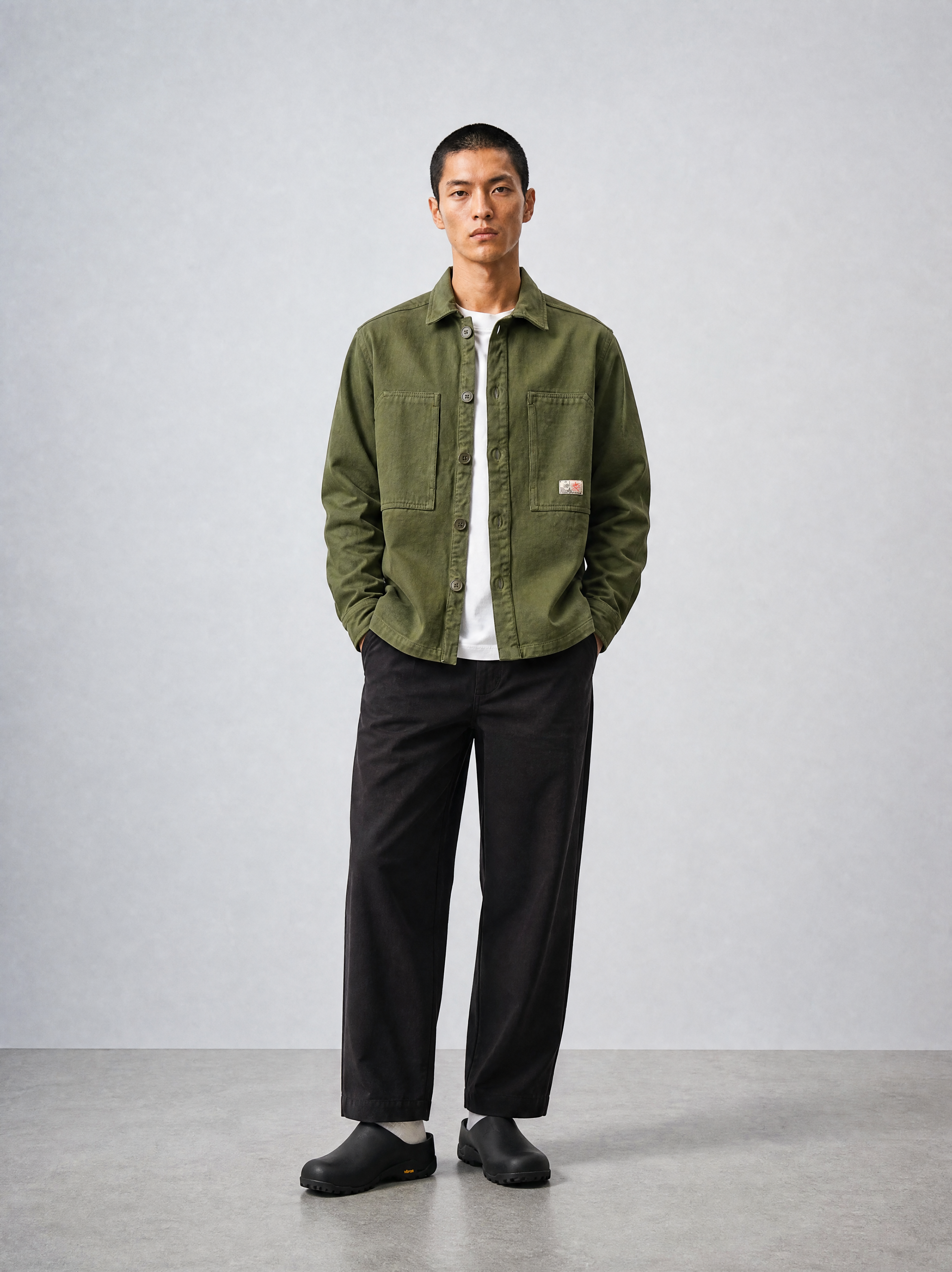 Bhode Map Pocket Overshirt Twill - Army Green