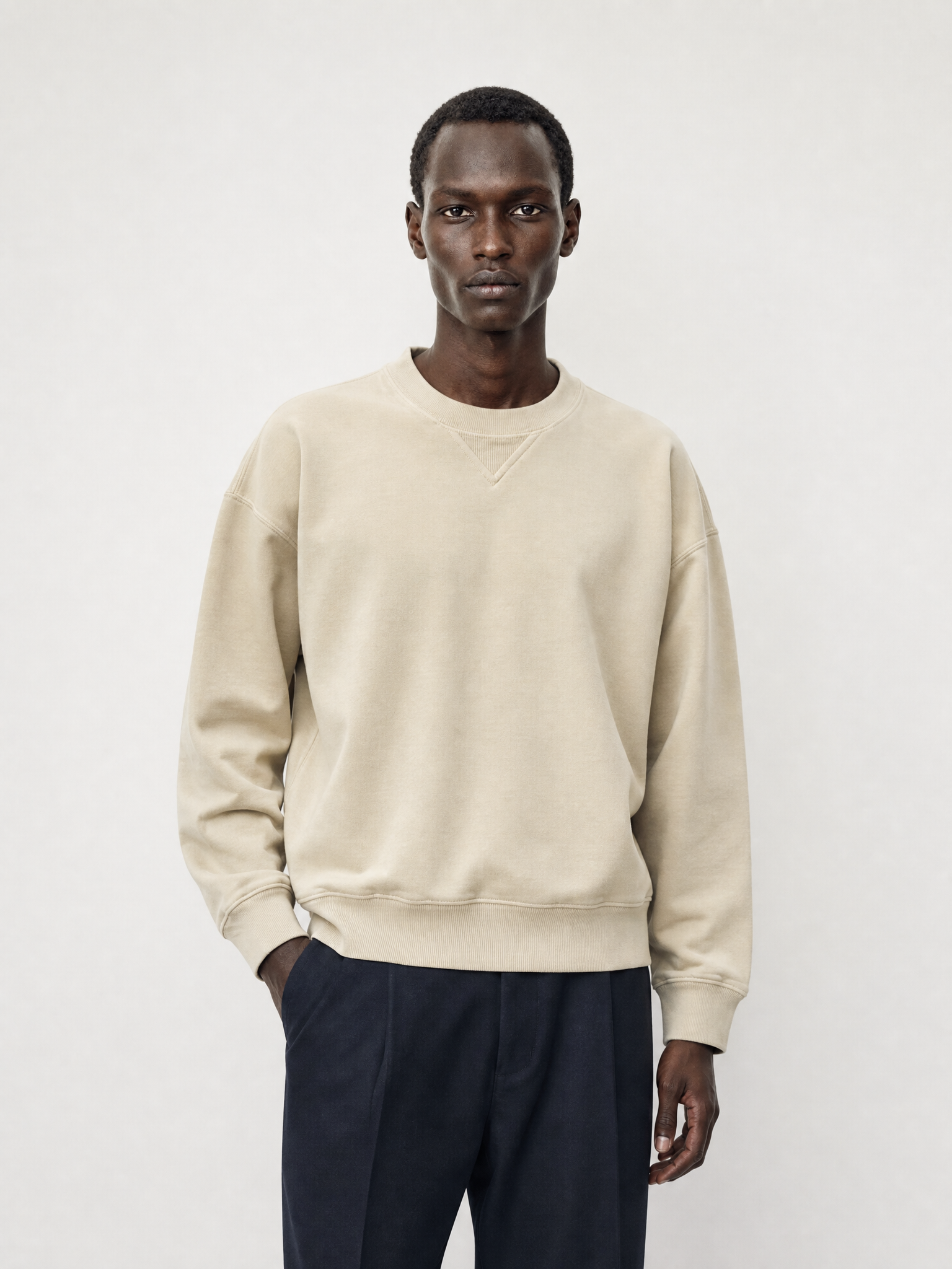 Bhode Box Cropped Sweatshirt - Washed Oyster Grey