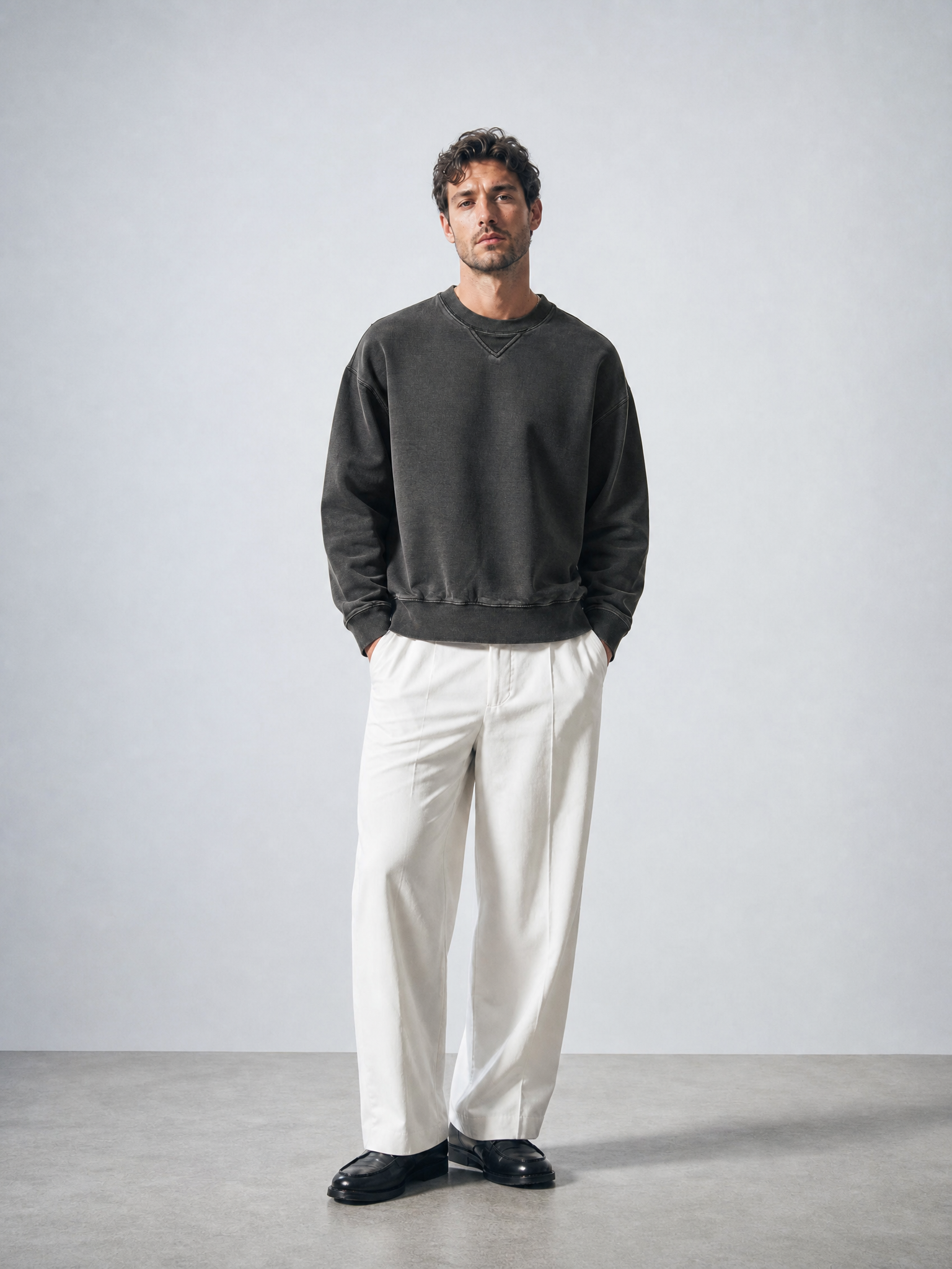 Bhode Box Crew Sweatshirt - Washed Anthracite