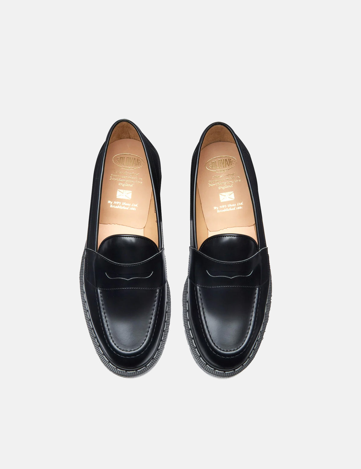 Solovair Penny Hi-Shine Loafers - Black