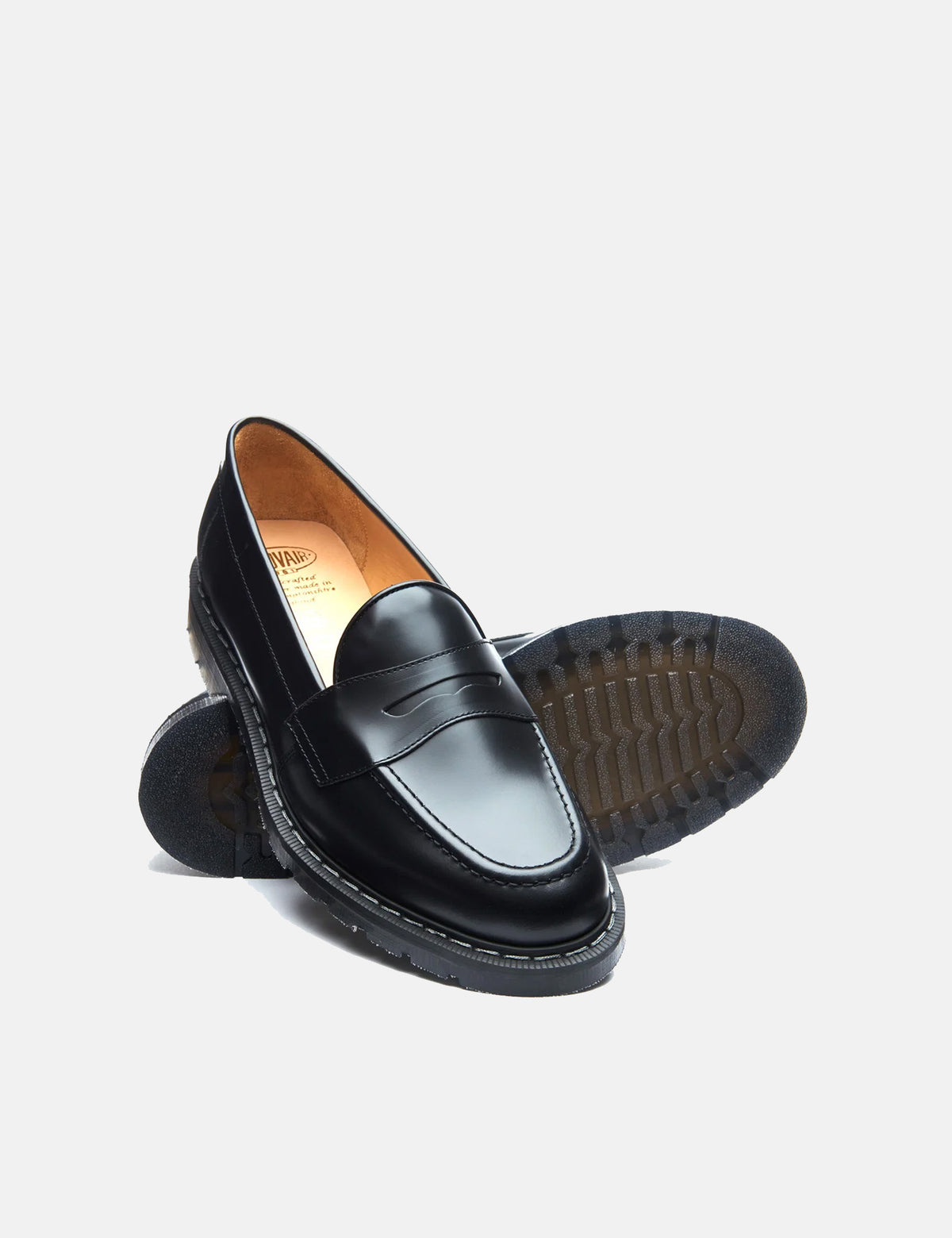 Solovair Penny Hi-Shine Loafers - Black