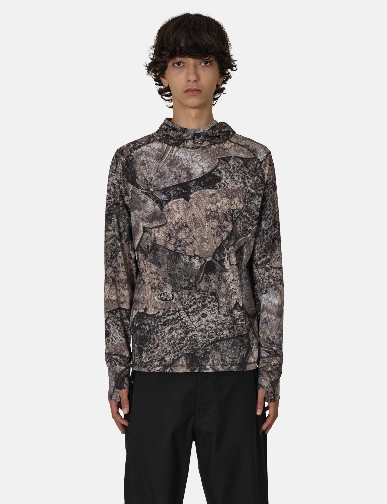 ROA Lio Baselayer Moth Print Long Sleeve Hoodie - Brown — BHODE