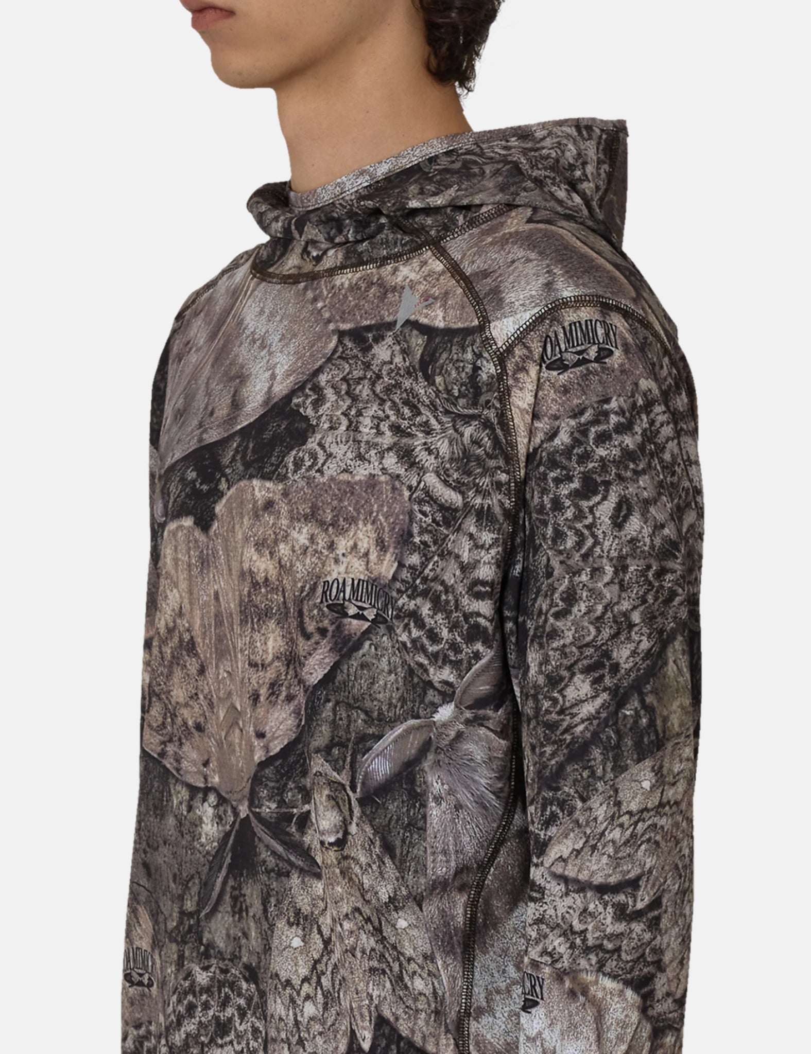 ROA Lio Baselayer Moth Print Long Sleeve Hoodie - Brown — BHODE