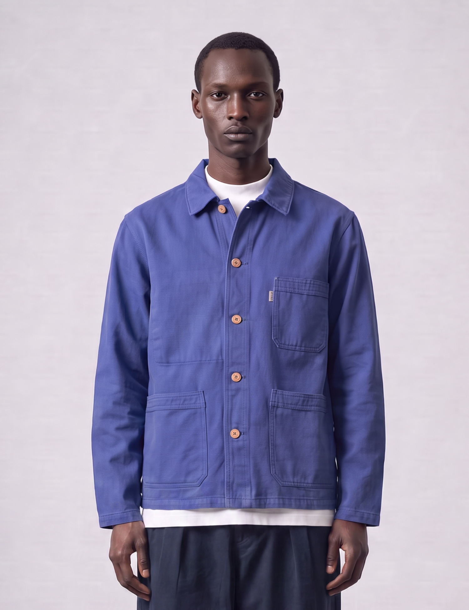 Bhode French Chore Jacket MkII - Classic Blue/Wood Buttons