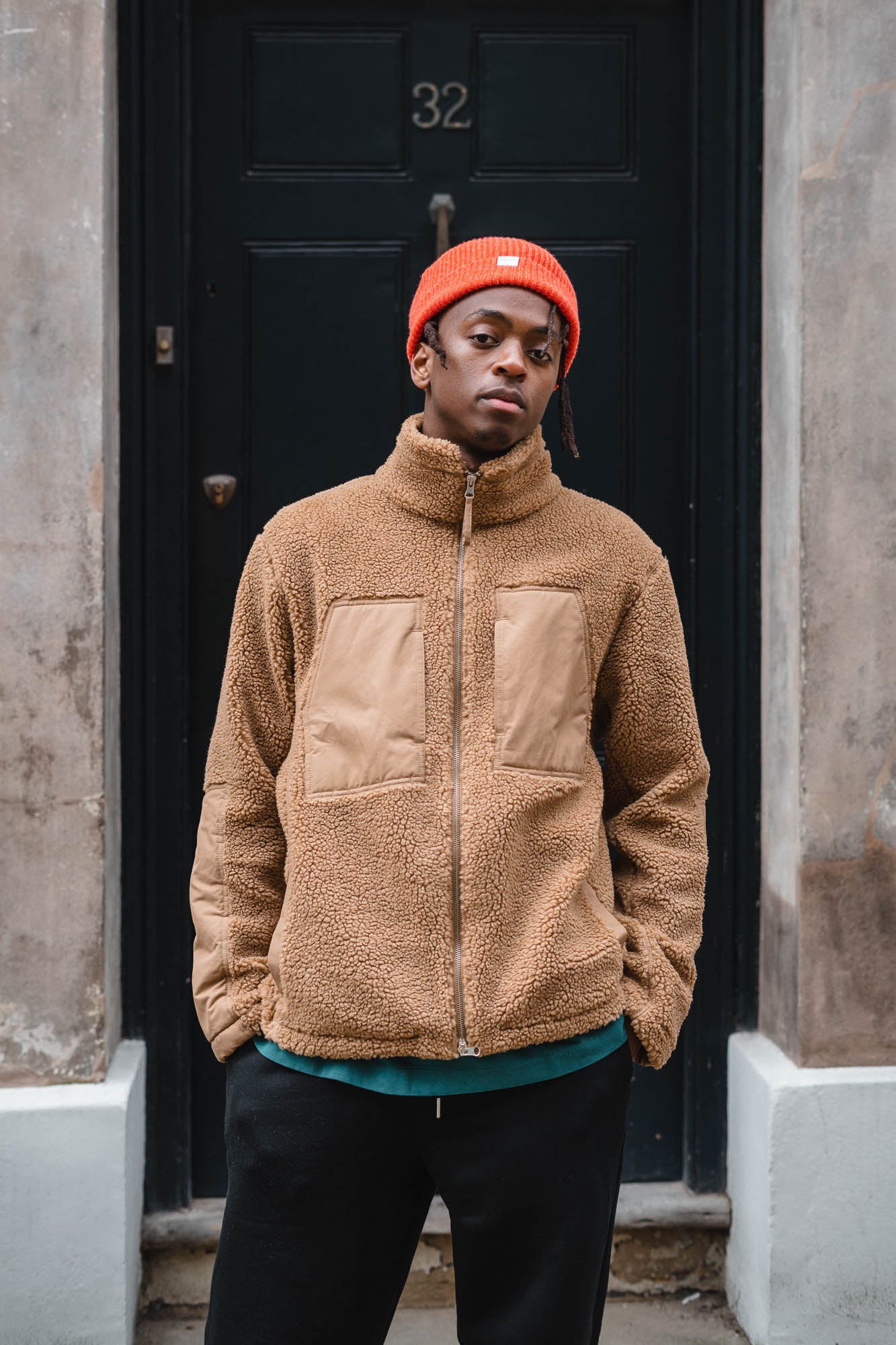 Bhode Sherpa Zip Fleece Jacket - Camel Brown