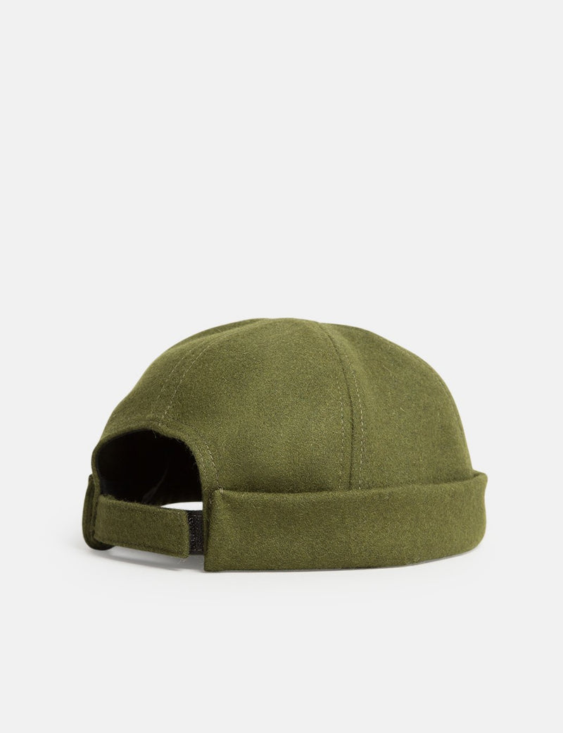 Bhode Dock Worker Hat (Wool) - Olive Green