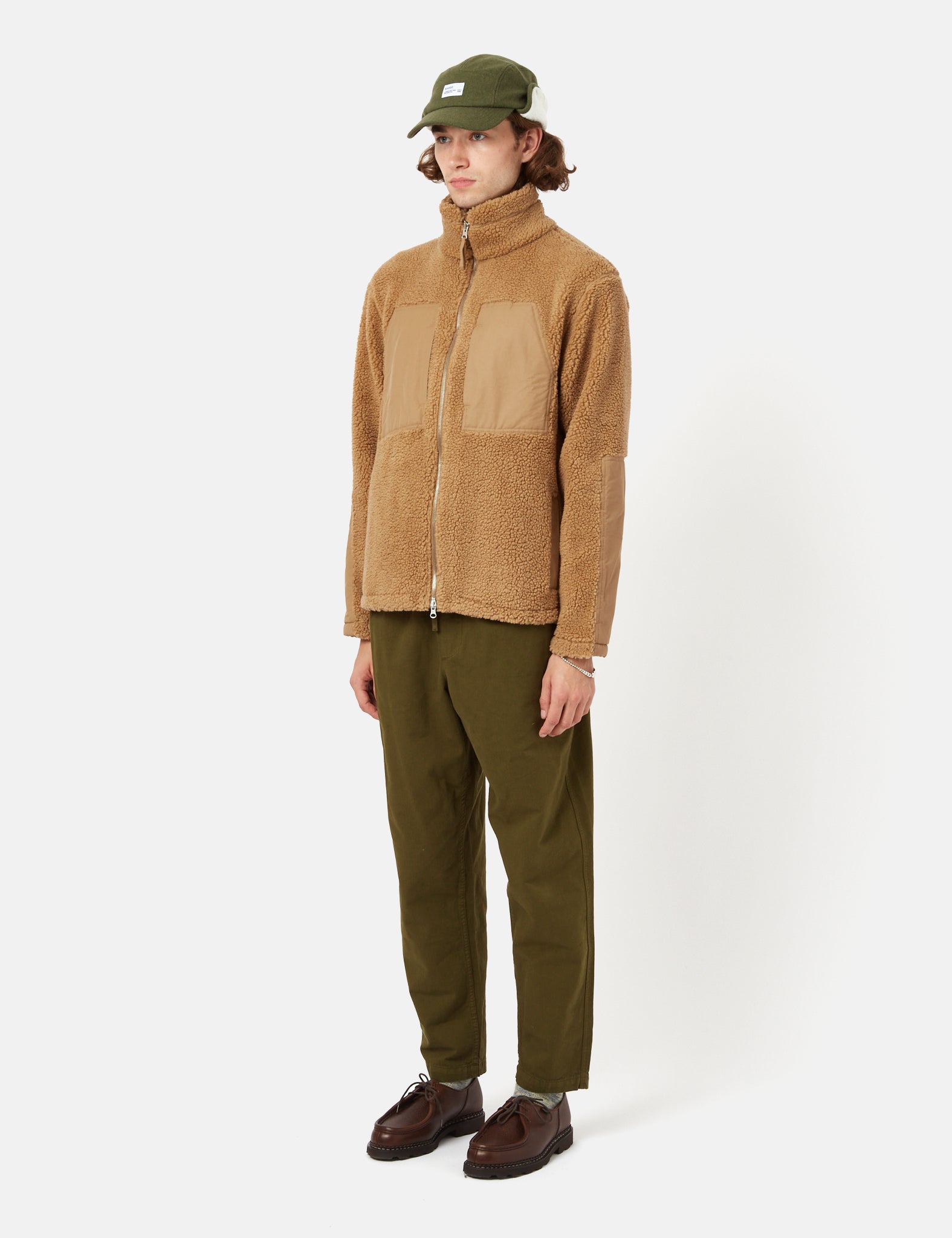 Bhode Sherpa Zip Fleece Jacket - Camel Brown