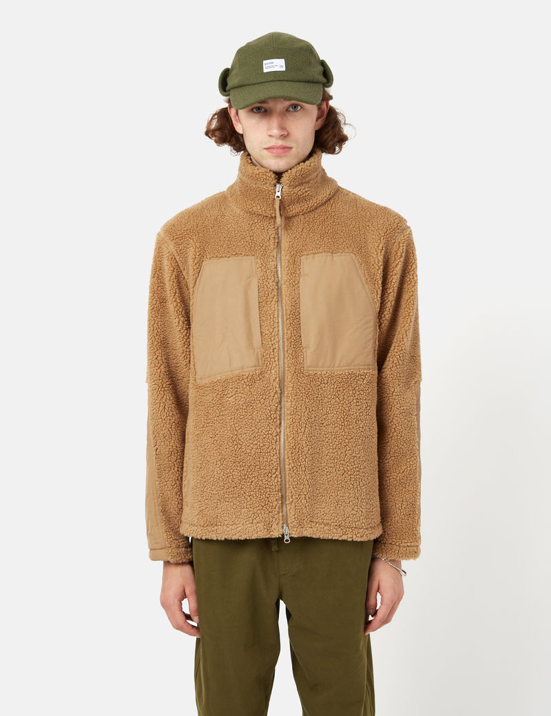 Bhode Sherpa Zip Fleece Jacket - Camel Brown