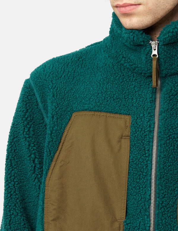 Bhode Sherpa Zip Fleece Jacket - Bottle Green