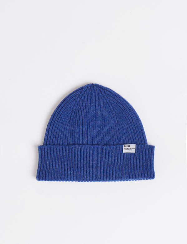 Bhode Hawick Short Beanie Hat (Lambswool) - Persian Blue