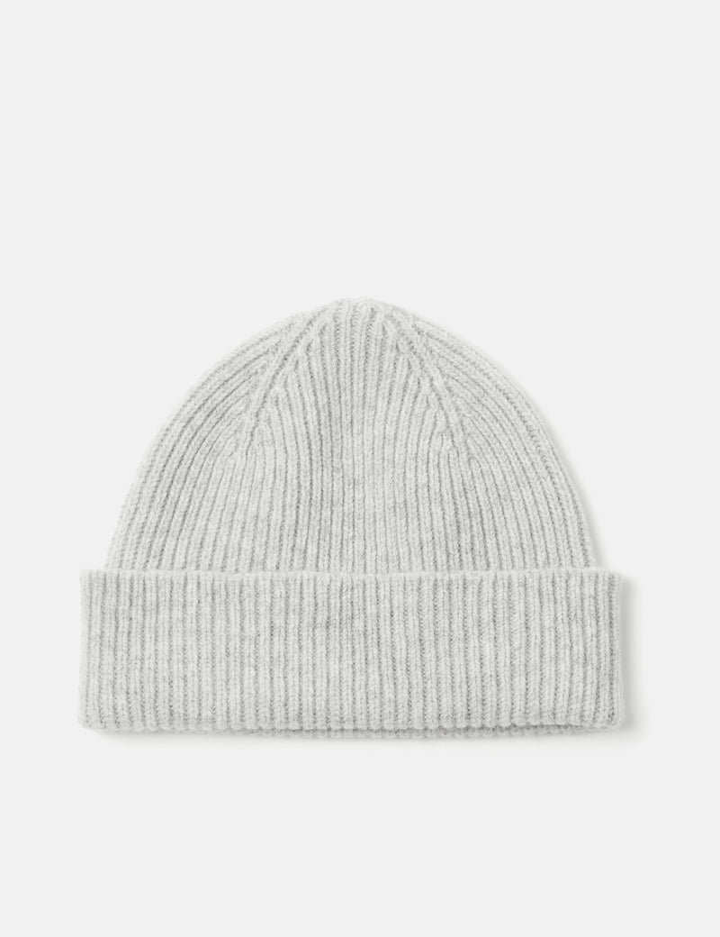Bhode Hawick Short Beanie Hat (Merino Wool) - Pearl Grey