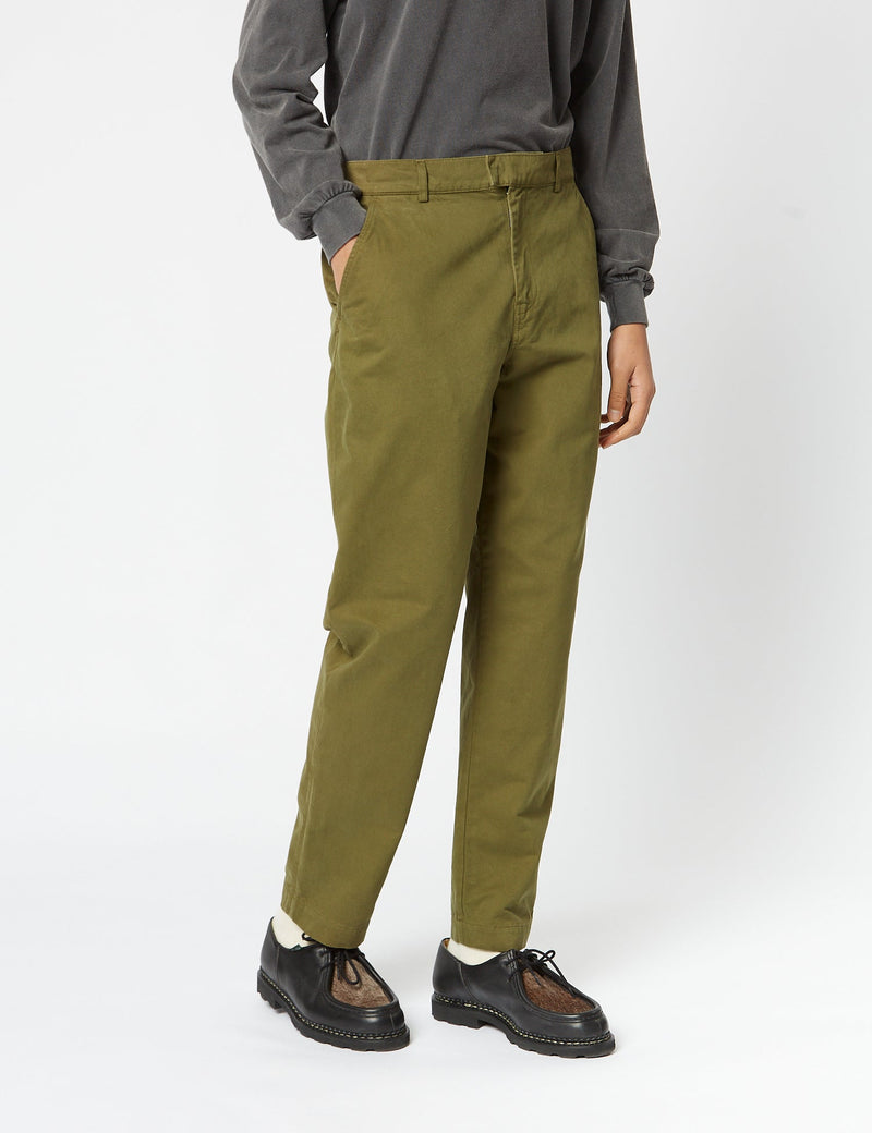 Bhode Everyday Pant Italian Cotton (Relaxed, Straight) - Olive Green