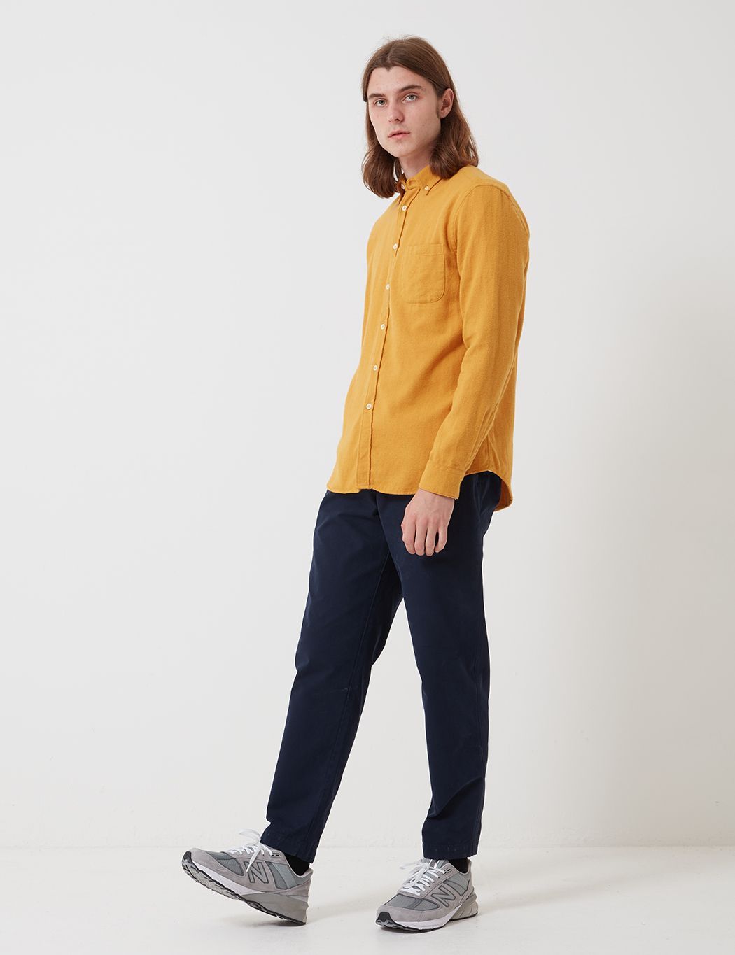 Bhode Classic Button Down Shirt (Cotton) - Mustard