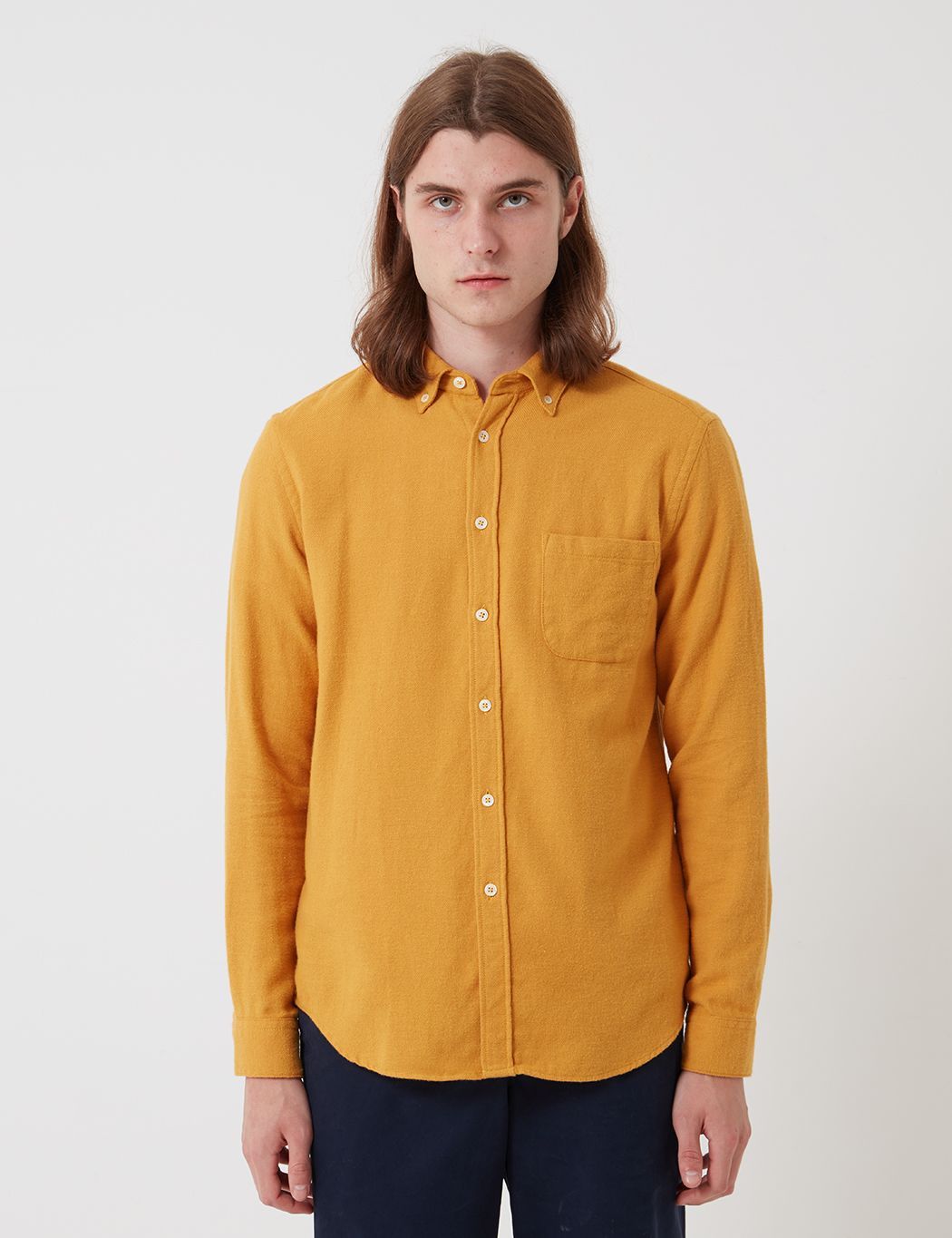 Bhode Classic Button Down Shirt (Cotton) - Mustard