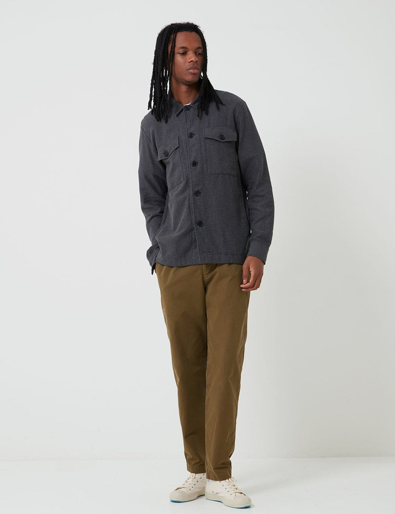 Bhode Flannel Over Shirt (Cotton) - Charcoal Grey