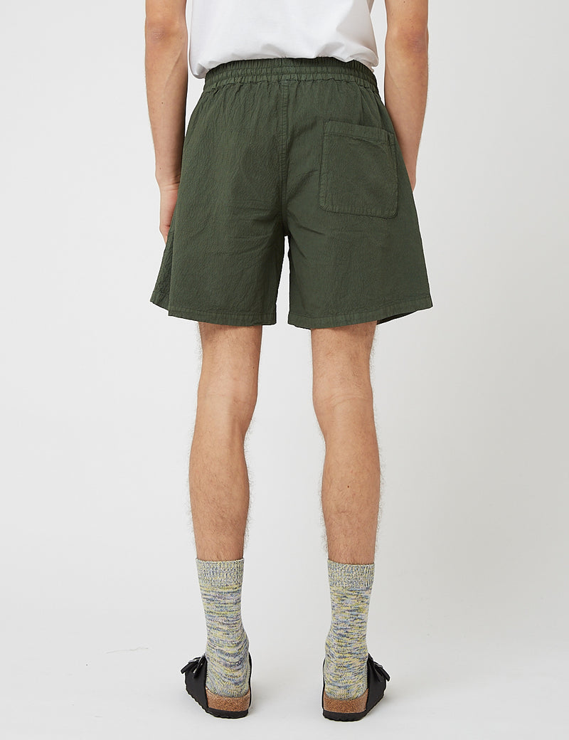 Bhode Drawstring Shorts (Seersucker) - Bottle Green