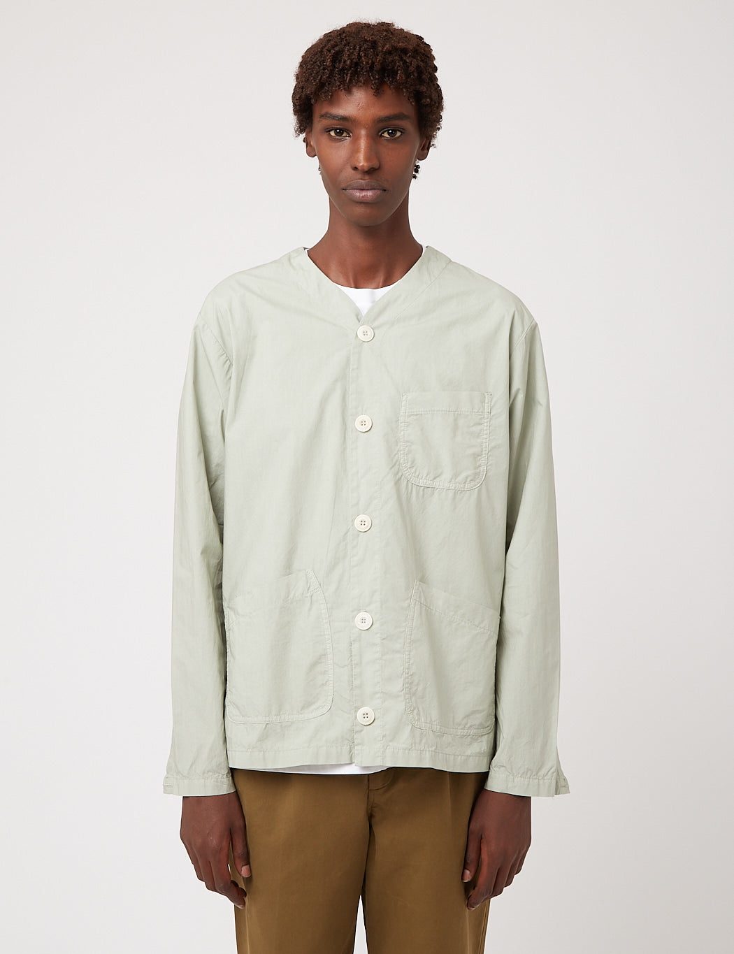 Bhode Railroad Shirt (Italian Poplin) - Sage Green