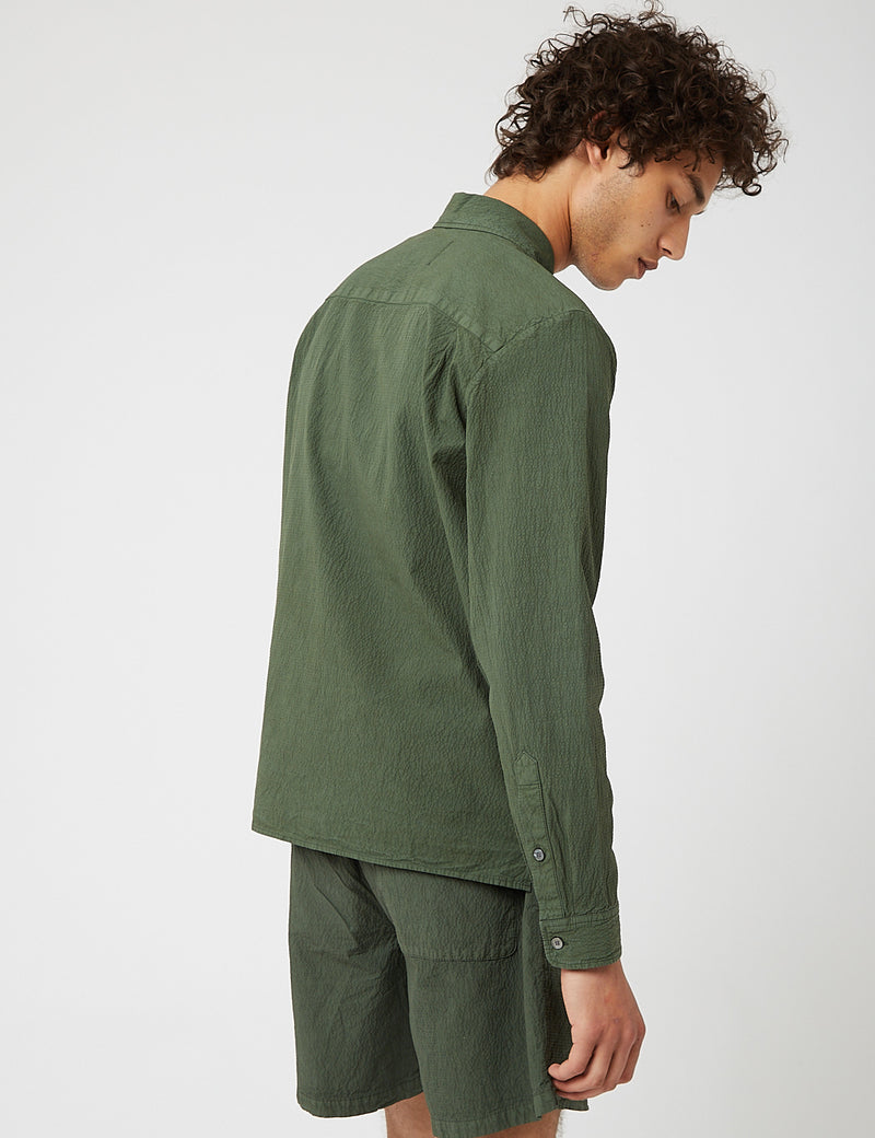 Bhode Zip Shirt (Seersucker) - Green