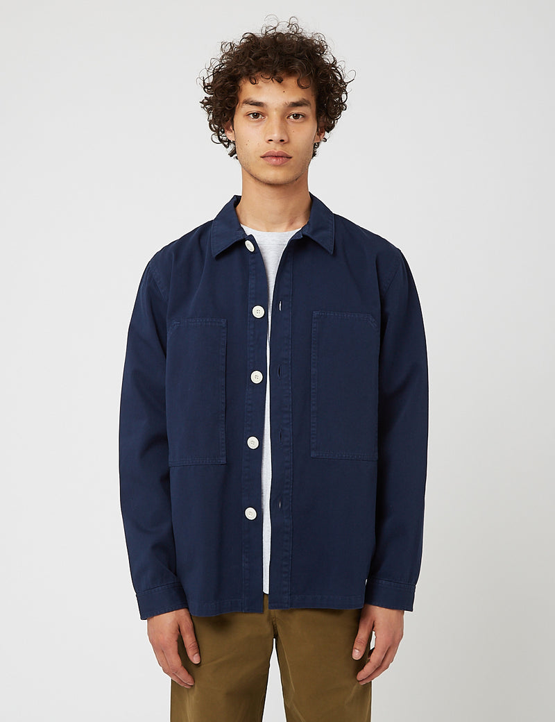 Bhode Box Overshirt (Cotton Twill) — Navy Blue