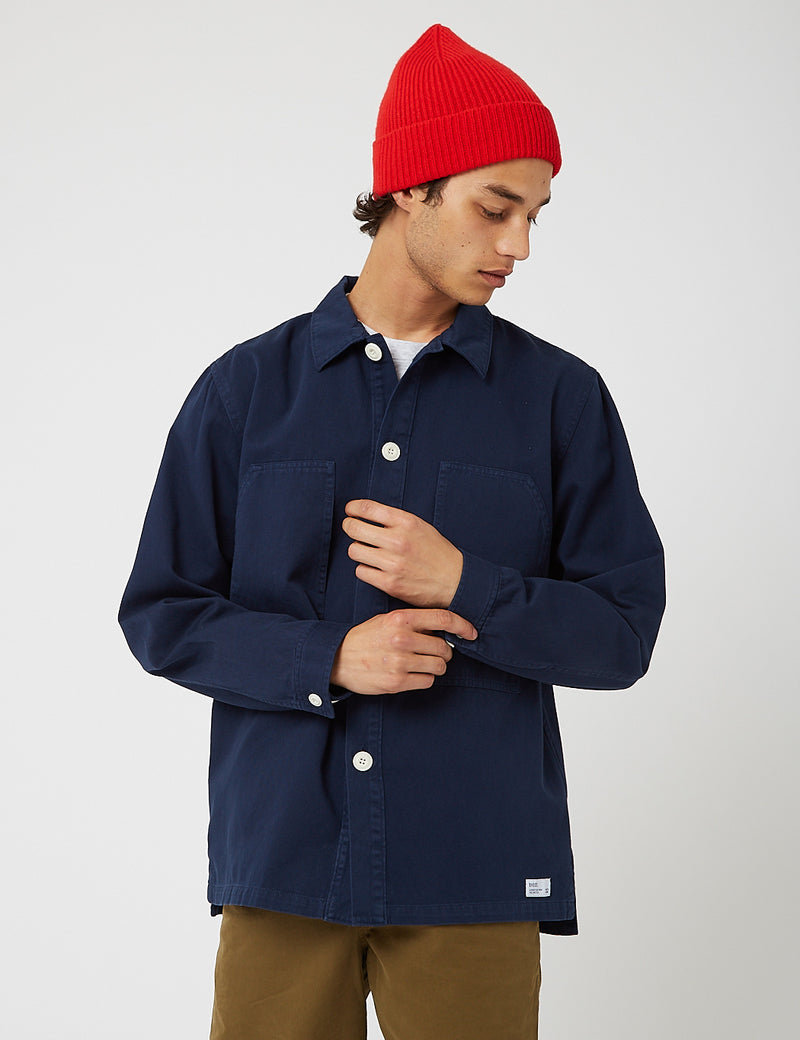 Bhode Box Overshirt (Cotton Twill) — Navy Blue
