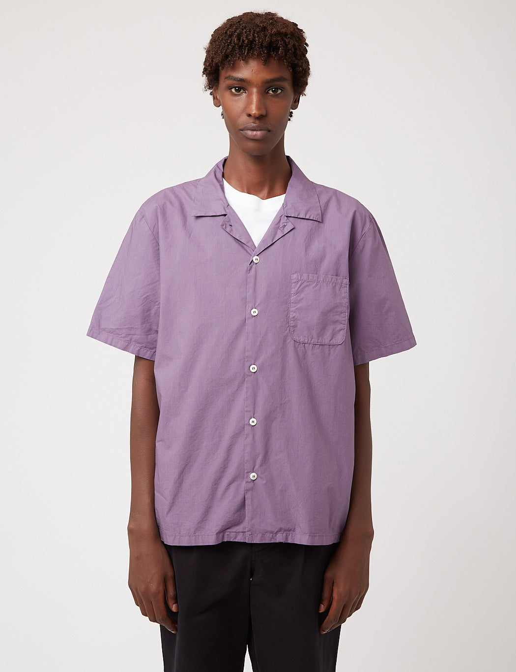 Bhode Revere Collar Shirt (Italian Poplin) - Space Purple