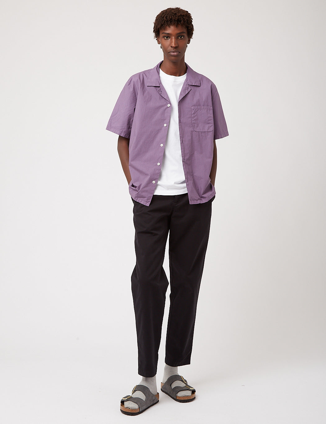 Bhode Revere Collar Shirt (Italian Poplin) - Space Purple