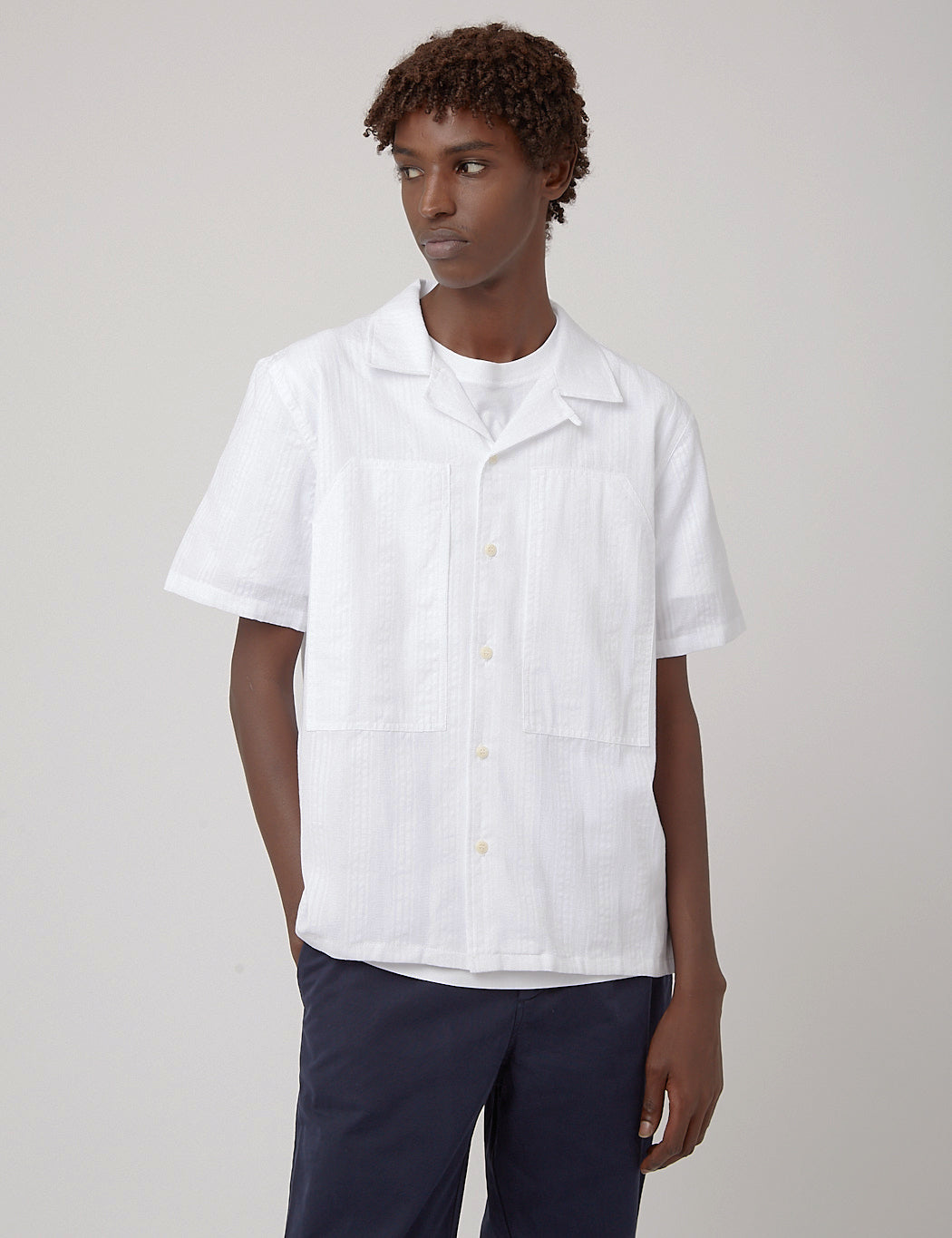 Bhode Revere Collar Safari Shirt - White