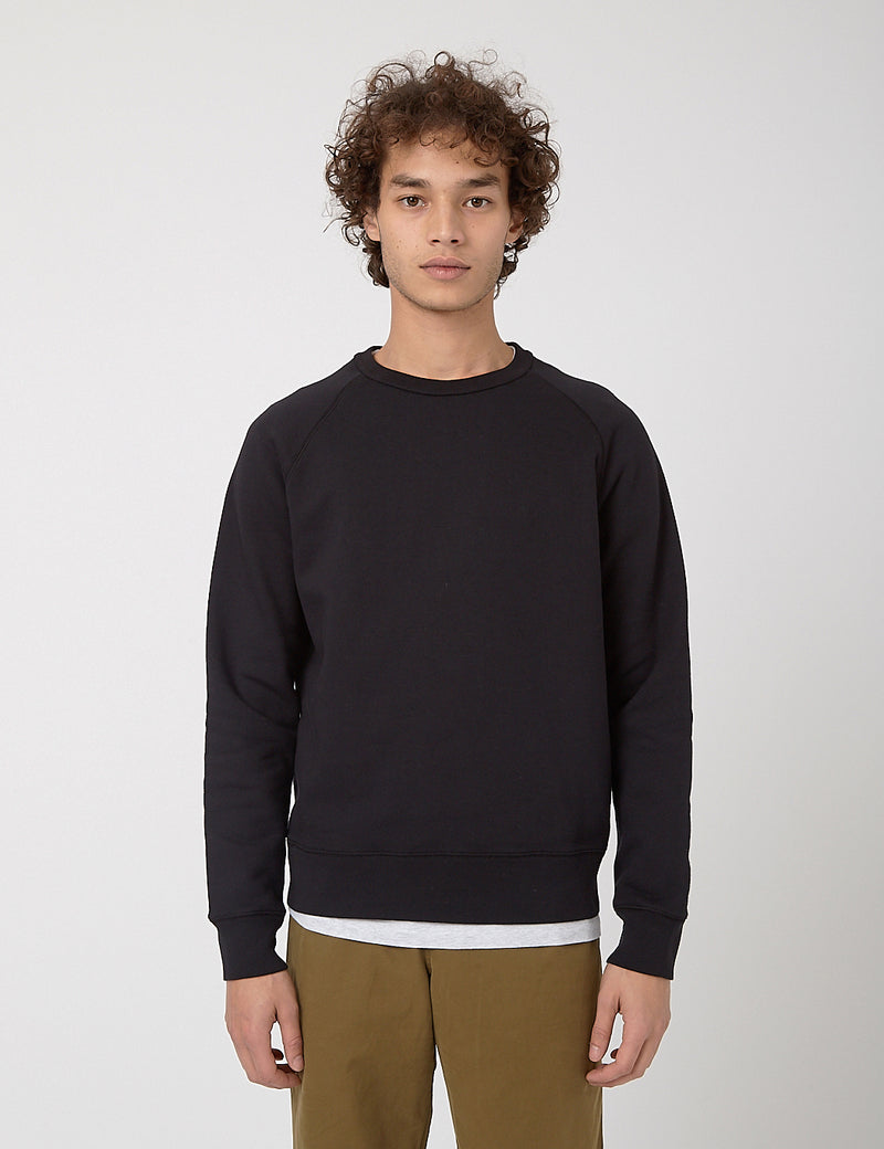 BHODE 'Besuto' Raglan Cew Sweatshirt - Black (Organic Cotton, 360gms)