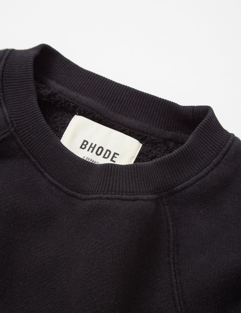 Bhode Raglan Crew Sweatshirt (Loopback) - Black