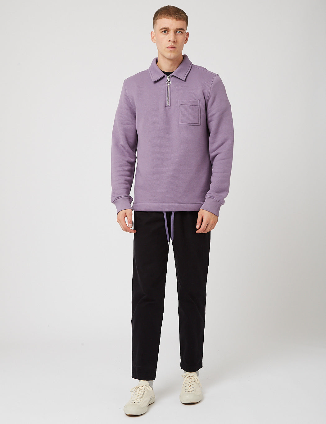 Bhode Everyday Half-Zip Collar Sweatshirt (Loopback) - Purple Sage