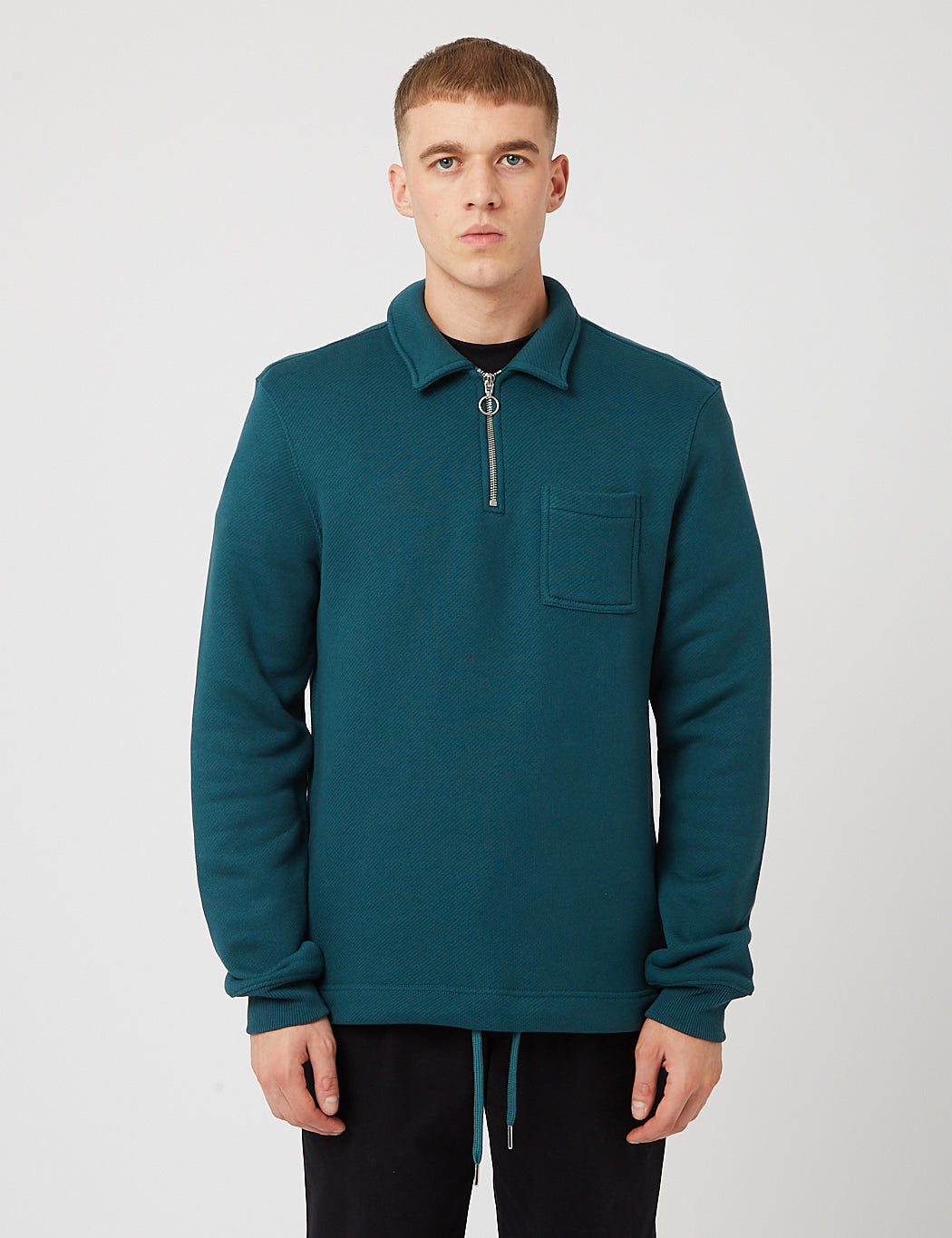 Bhode Everyday Half-Zip Collar Sweatshirt (Loopback) - Deep Teal Green