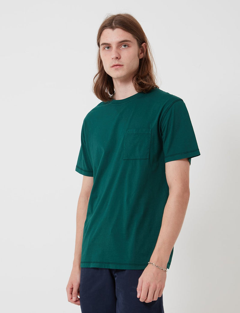 Bhode Besuto Pocket T-Shirt - Forest Green (Organic Cotton, 165gsm)