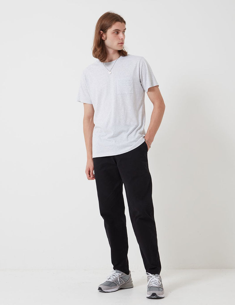 Bhode Besuto Pocket Long Sleeve T-Shirt - Grey Marl (Organic Cotton, 165gsm)