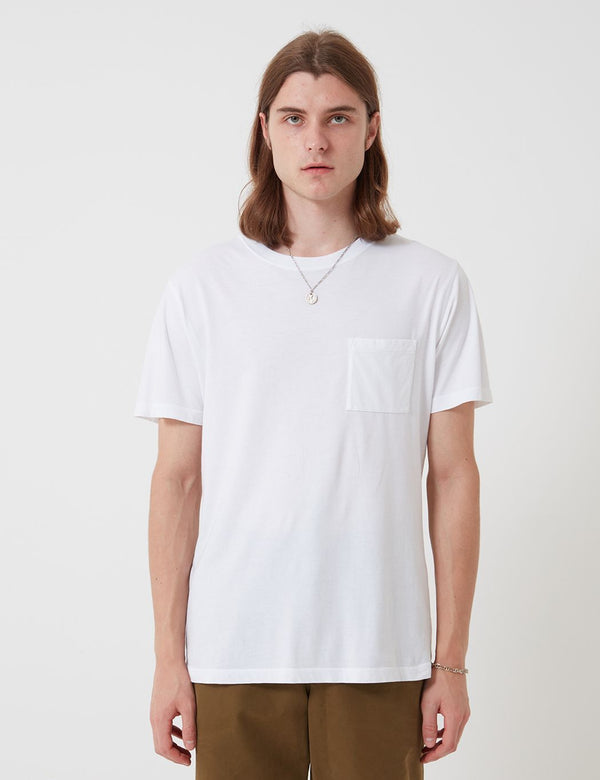 Bhode Besuto Pocket T-Shirt - White (Organic Cotton, 165gsm)