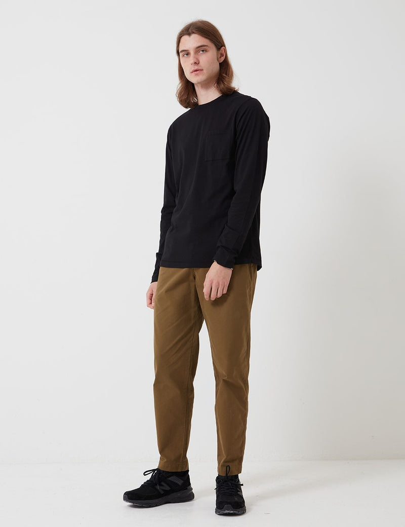 Bhode Besuto Pocket Long Sleeve T-Shirt - Black (Organic Cotton, 165gsm)