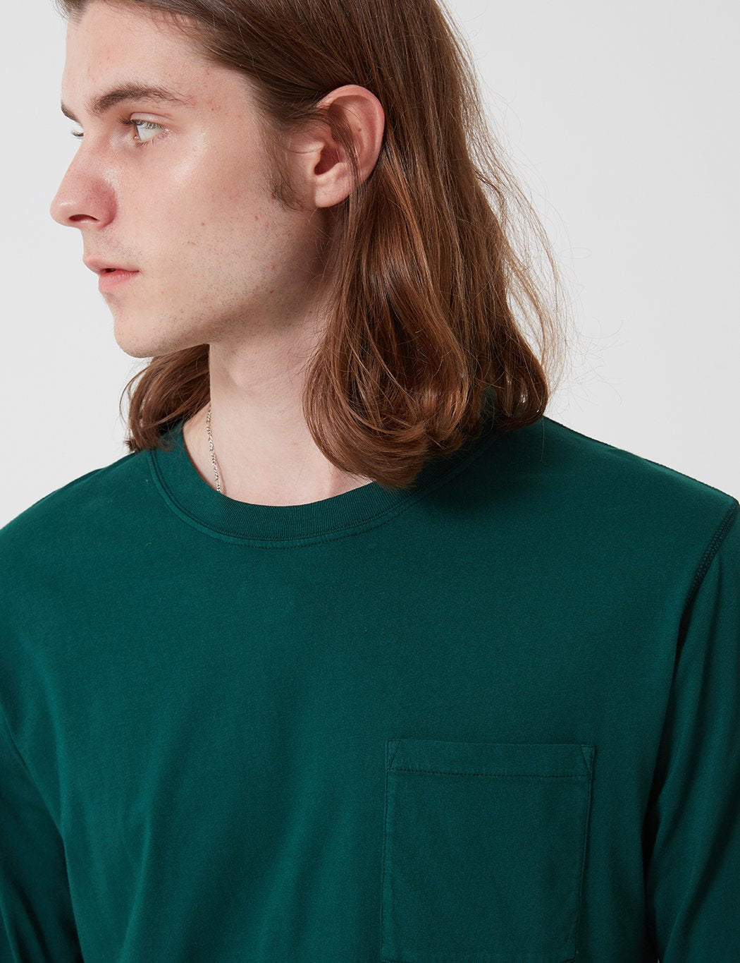 Bhode Besuto Pocket Long Sleeve T-Shirt - Forest Green (Organic Cotton, 165gsm)